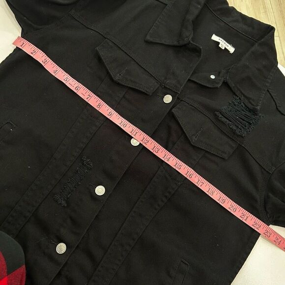 PacSun women black denim jean jacket Size M/L - Picture 5 of 6